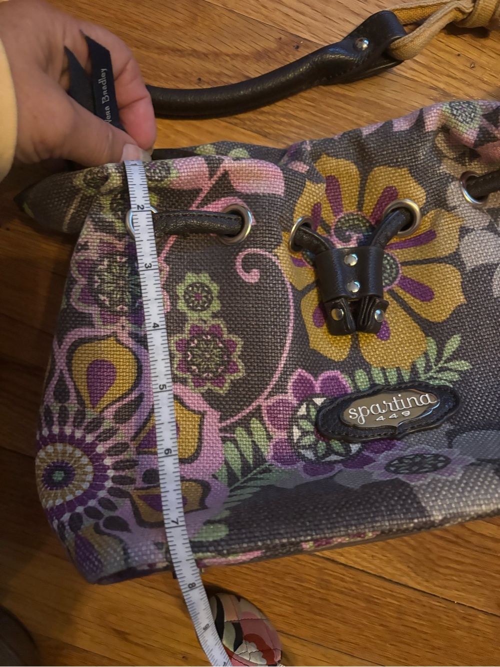 Spartina 449 Floral Canvas Shoulder Bag in Pink, Yellow & Brown - Picture 9 of 10